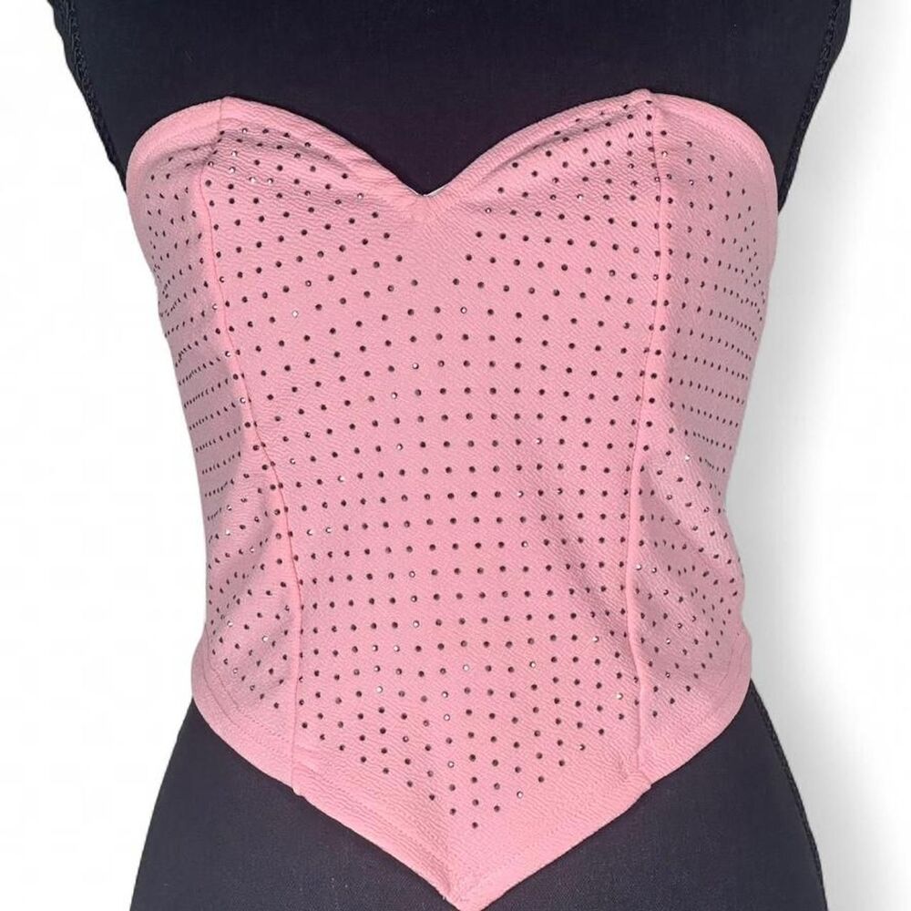 Fashion Nova bedazzled pink corset style top